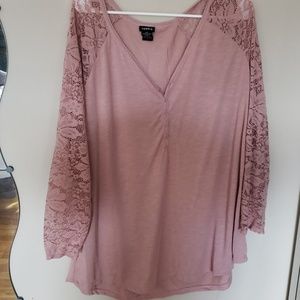 Torrid pink lace long sleeve tee
